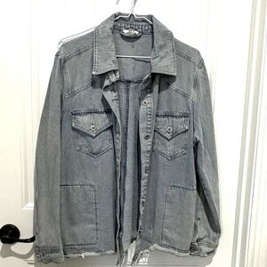 Anthropologie Entro Denim Distressed Jacket‎ Women's Medium Relaxed Fitting